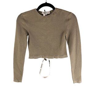 House of CB London Women's Major Crop Top Knit Crew Neck Mocha Brown M/L